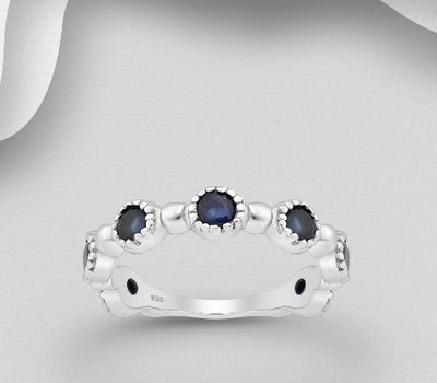 925 Sterling Silver Ring, Decorated with VariousGemstones