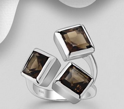 La Preciada - 925 Sterling Silver Adjustable Ring, Decorated with Various Gemstones