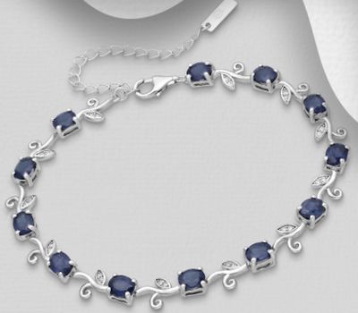 Şəkli böyütmək üçün tiklayın La Preciada - 925 Sterling Silver Adjustable Leaf Bracelet, Decorated with CZ Simulated Diamonds and Various Gemstones