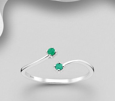 La Preciada - 925 Sterling Silver Adjustable Ring, Decorated with Various Gemstones