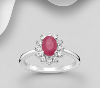 La Preciada - 925 Sterling Silver Ring, Decorated with CZ Simulated Diamonds and Various Gemstones
