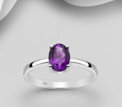 La Preciada - 925 Sterling Silver Solitaire Ring, Decorated with Various Gemstones