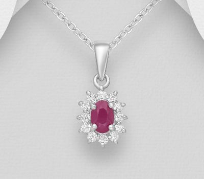 925 Sterling Silver Halo Pendant, Decorated with CZ Simulated Diamonds and Various Gemstones