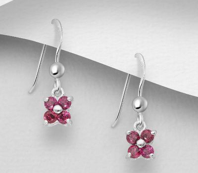 Şəkli böyütmək üçün tiklayın La Preciada - 925 Sterling Silver Hook Earrings, Decorated with Rhodolites