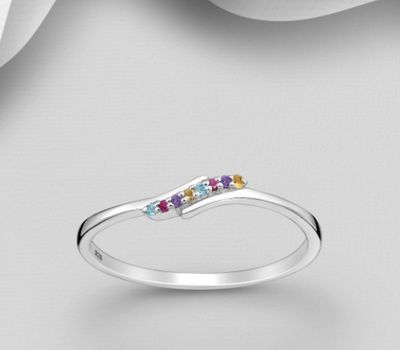 La Preciada - 925 Sterling Silver Ring, Decorated with Amethyst, Citrine and Sky-Blue Topaz