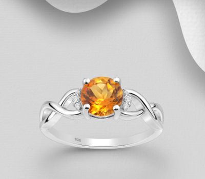 Şəkli böyütmək üçün tiklayın La Preciada - 925 Sterling Silver Ring, Decorated with Citrine and CZ Simulated Diamonds