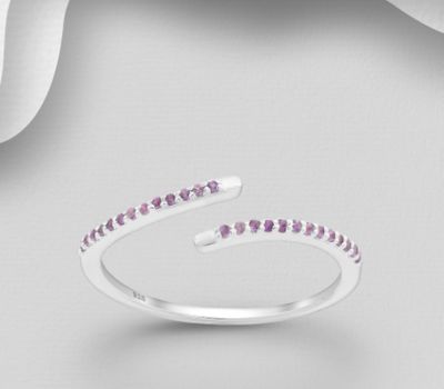 Şəkli böyütmək üçün tiklayın La Preciada - 925 Sterling Silver Adjustable Ring, Decorated with Amethyst