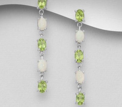 Malın səhifəsinə keç La Preciada - 925 Sterling Silver Push-Back Earrings, Decorated with Ethiopian Opal and Peridot