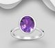 La Preciada - 925 Sterling Silver Solitaire Oval-shaped Ring, Decorated with Gemstones