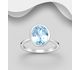 La Preciada - 925 Sterling Silver Solitaire Oval-shaped Ring, Decorated with Gemstones