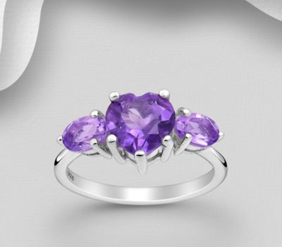 Malın səhifəsinə keç La Preciada - 925 Sterling Silver Heart Ring, Decorated with Various Gemstones