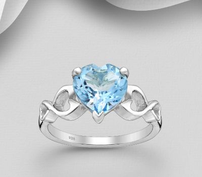Şəkli böyütmək üçün tiklayın La Preciada - 925 Sterling Silver Heart Ring, Decorated with Sky-Blue Topaz