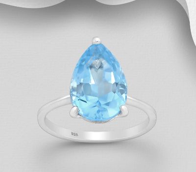 Şəkli böyütmək üçün tiklayın La Preciada - 925 Sterling Silver Solitaire Ring, Decorated with Sky-Blue Topaz