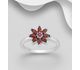 La Preciada - 925 Sterling Silver Flower Ring Decorated with Amethyst