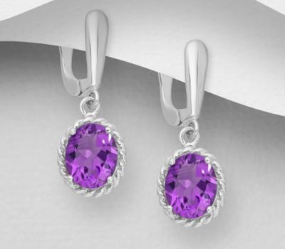 Şəkli böyütmək üçün tiklayın La Preciada - 925 Sterling Silver Omega Lock Earrings, Decorated with Various Gemstones