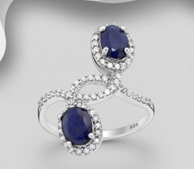 La Preciada - 925 Sterling Silver Ring, Decorated with CZ Simulated Diamonds and Gemstones