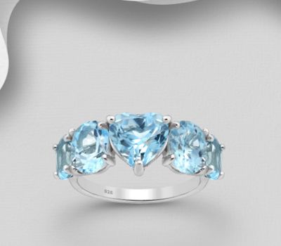 Şəkli böyütmək üçün tiklayın La Preciada - 925 Sterling Silver Heart Ring, Decorated with Sky-Blue Topaz
