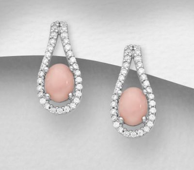 Şəkli böyütmək üçün tiklayın La Preciada - 925 Sterling Silver Push-Back Earrings, Decorated with Gemstones and CZ Simulated Diamonds