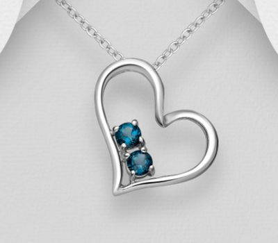 La Preciada - 925 Sterling Silver Heart Pendant, Decorated with London Blue Topaz