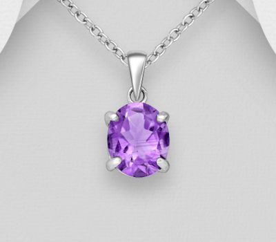 Şəkli böyütmək üçün tiklayın La Preciada - 925 Sterling Silver Solitaire Pendant, Decorated with Amethyst