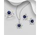 La Preciada - 925 Sterling Silver Omega Lock Earrings, Ring and Pendant Jewelry Set, Decorated with Gemstones