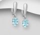 La Preciada - 925 Sterling Silver Solitaire Omega Lock Earrings Decorated with Gemstones