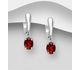 La Preciada - 925 Sterling Silver Solitaire Omega Lock Earrings Decorated with Gemstones