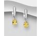 La Preciada - 925 Sterling Silver Solitaire Omega Lock Earrings Decorated with Gemstones