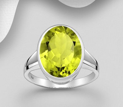 925 Sterling Silver Ring, Decorated with Lemon Quartz
