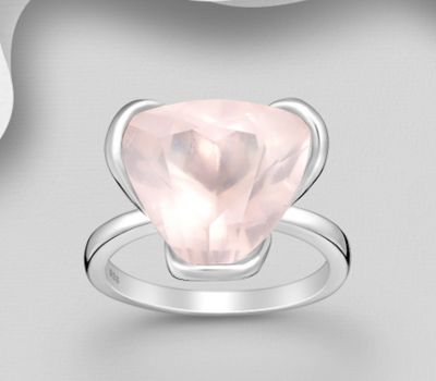 Şəkli böyütmək üçün tiklayın La Preciada - 925 Sterling Silver Ring, Decorated with Rose Quartz