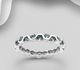 La Preciada - 925 Sterling Silver Band Ring, Decorated with Gemstones, 3 mm Wide