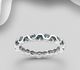 La Preciada - 925 Sterling Silver Band Ring, Decorated with Gemstones, 3 mm Wide
