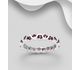 La Preciada - 925 Sterling Silver Band Ring, Decorated with Gemstones, 3 mm Wide