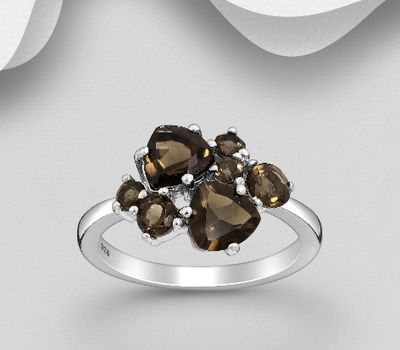 Şəkli böyütmək üçün tiklayın 925 Sterling Silver Ring, Decorated with Smoky Quartz