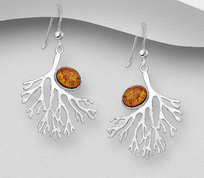 Şəkli böyütmək üçün tiklayın 925 Sterling Silver Hook Earrings, Featuring Tree Design