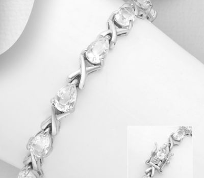 La Preciada - 925 Sterling Silver Bracelet, Decorated with White Topaz