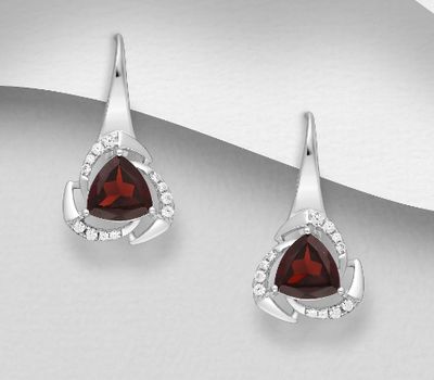 Şəkli böyütmək üçün tiklayın La Preciada - 925 Sterling Silver Omega Lock Earrings, Decorated with CZ Simulated Diamonds and Gemstones