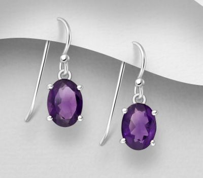 La Preciada - 925 Sterling Silver Hook Earrings, Decorated with various Gemstones