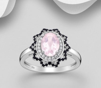 Şəkli böyütmək üçün tiklayın La Preciada - 925 Sterling Silver Ring, Decorated with CZ Simulated Diamonds and Various Gemstones