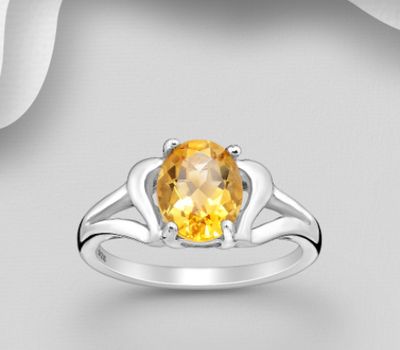 Şəkli böyütmək üçün tiklayın La Preciada - 925 Sterling Silver Ring, Decorated with Citrine