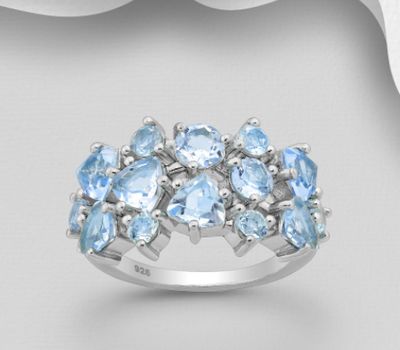 Şəkli böyütmək üçün tiklayın La Preciada - 925 Sterling Silver Ring, Decorated with Sky-Blue Topaz