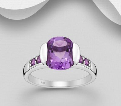 Şəkli böyütmək üçün tiklayın La Preciada - 925 Sterling Silver Ring, Decorated with Amethyst