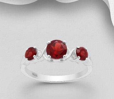 Şəkli böyütmək üçün tiklayın La Preciada - 925 Sterling Silver Ring, Decorated with Garnet