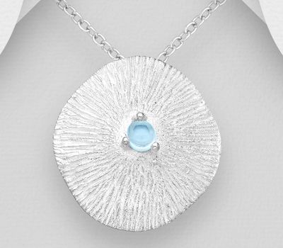 Şəkli böyütmək üçün tiklayın 925 Sterling Silver Pendant, Decorated with Sky-Blue Topaz