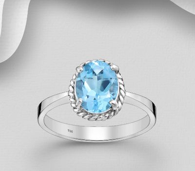 Şəkli böyütmək üçün tiklayın La Preciada - 925 Sterling Silver Solitaire Ring, Decorated with Sky-Blue Topaz