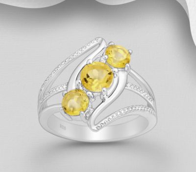 Şəkli böyütmək üçün tiklayın La Preciada - 925 Sterling Silver Ring, Decorated with Citrine