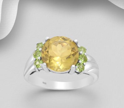 Şəkli böyütmək üçün tiklayın La Preciada - 925 Sterling Silver Ring, Decorated with Peridots and Citrine