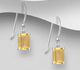 La Preciada - 925 Sterling Silver Rectangle Hook Earrings, Decorated with Citrine