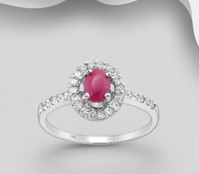 Şəkli böyütmək üçün tiklayın 925 Sterling Silver Ring, Decorated with CZ Simulated Diamonds and Various Gemstones