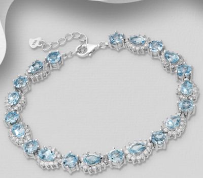 La Preciada - 925 Sterling Silver Adjustable Halo Bracelet, Decorated With Various Gemstones and CZ Simulated Diamonds